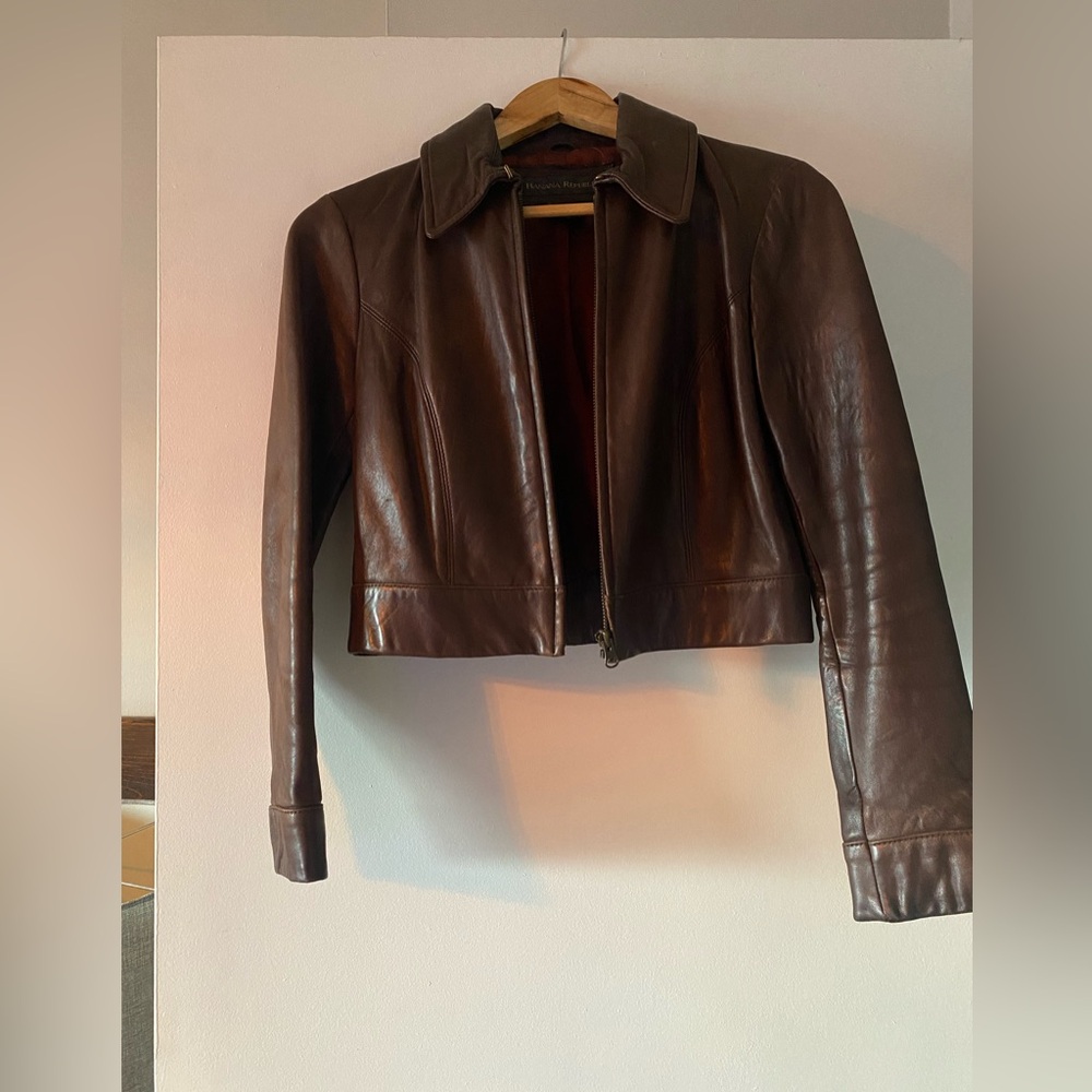 Banana Republic Chocolate Brown Leather Jacket Women’s XS